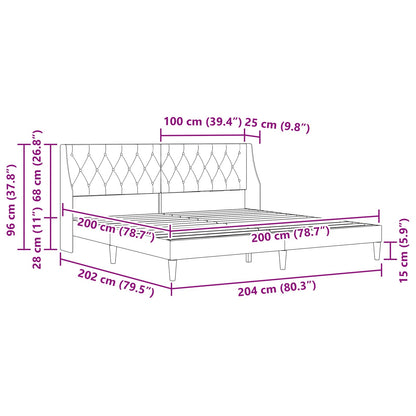 Bettrahmen mit Kopfteil Blau 200 x 200 cm Samt