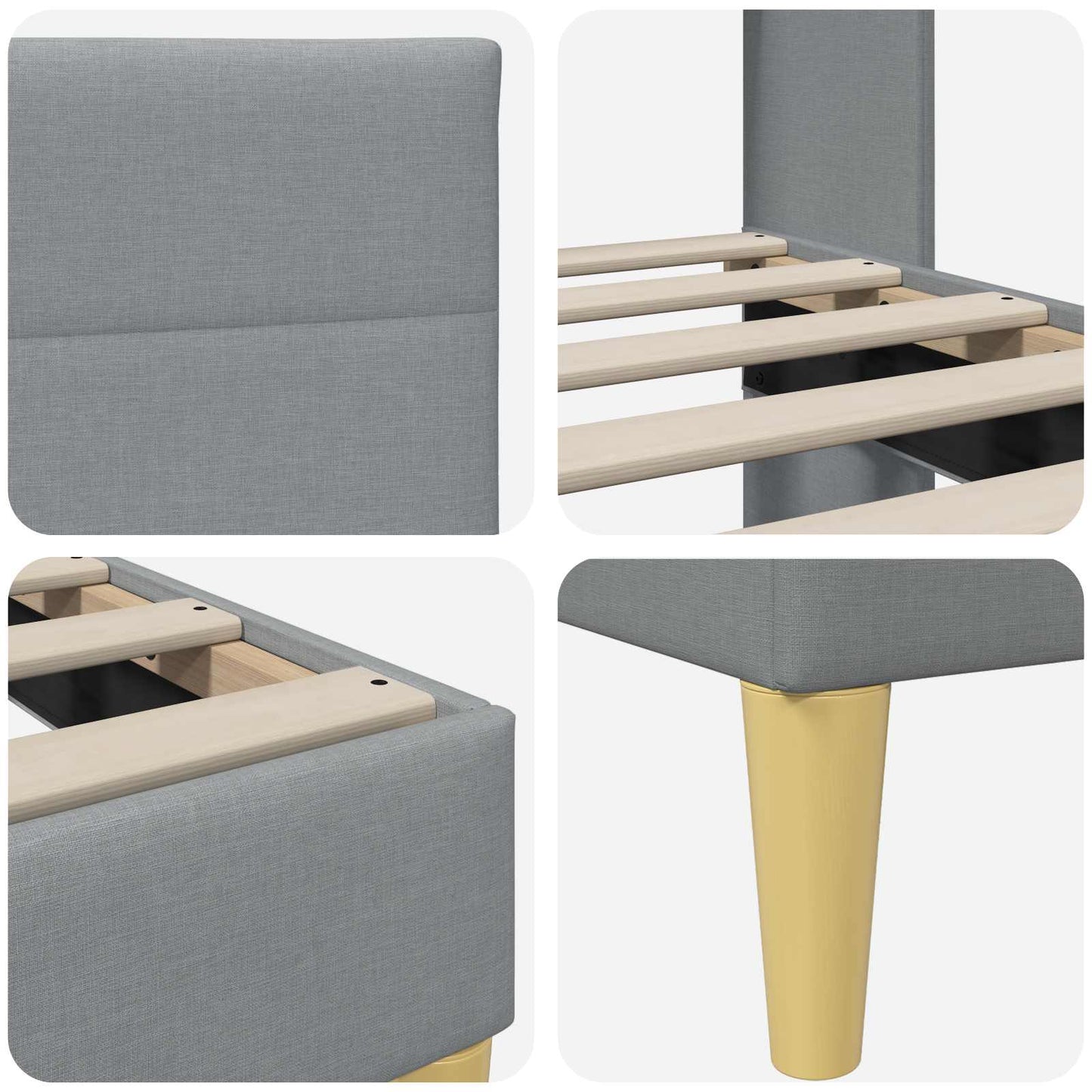 Bettrahmen mit Kopfteil Hellgrau 160 x 200 cm Stoff