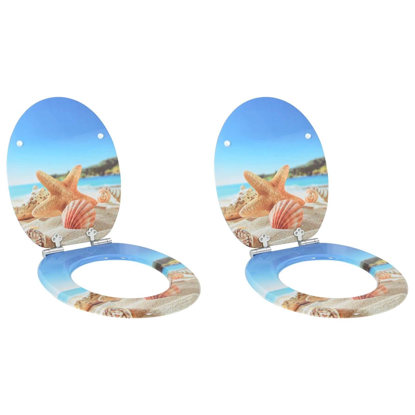 Soft-Close Toilettensitz 2 pcs Meeres Muschel 44 x 38 cm