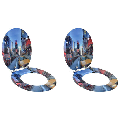 Soft-Close Toilettensitz 2 pcs Mehrfarbig 44 x 38 cm MDF-Platte