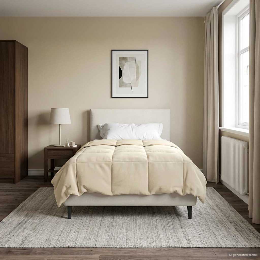 Ganzjahresbettdecke Gepolstert Creme 135 x 200 cm Mikrofaser