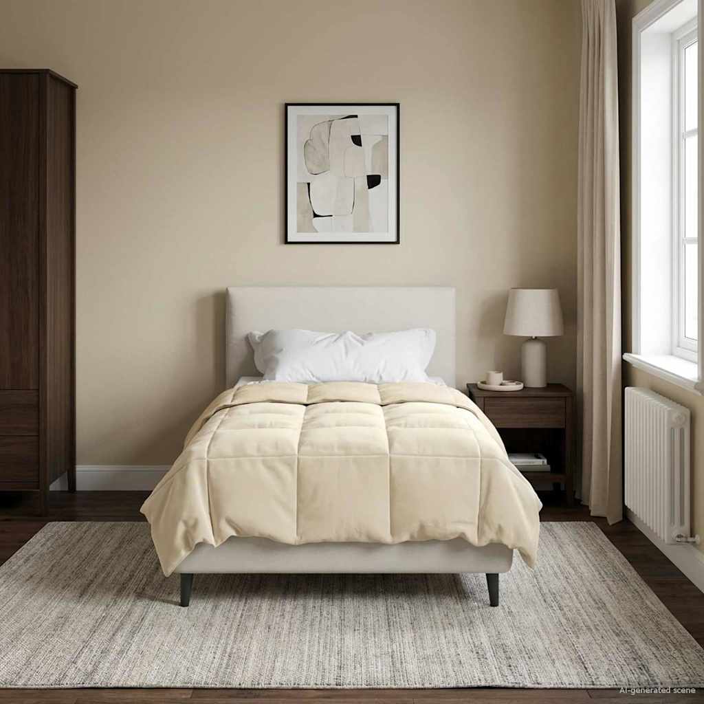 Ganzjahresbettdecke Gepolstert Creme 140 x 200 cm Mikrofaser