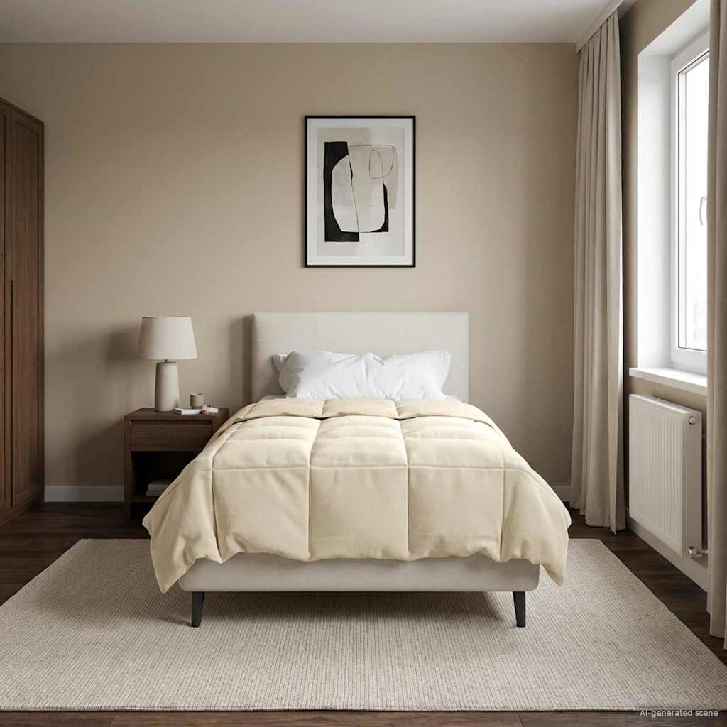 Ganzjahresbettdecke Gepolstert Creme 135 x 220 cm Mikrofaser