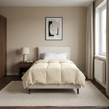 Ganzjahresbettdecke Gepolstert Creme 135 x 220 cm Mikrofaser