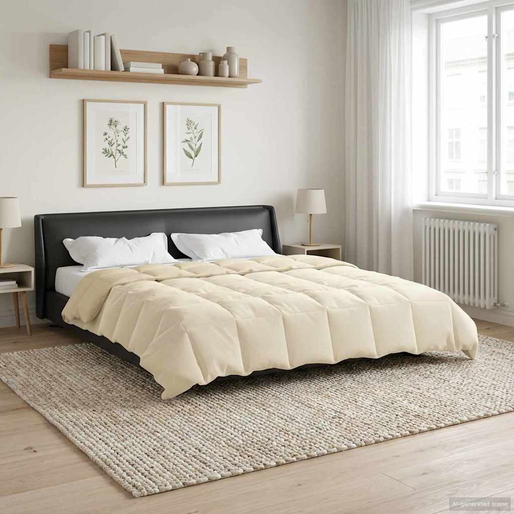 Winterbettdecke Gepolstert Creme 200 x 240 cm Mikrofaser