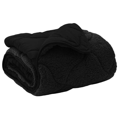 Sommerdecke Schwarz 140 x 200 cm Mikrofaser und Teddy-Fleece