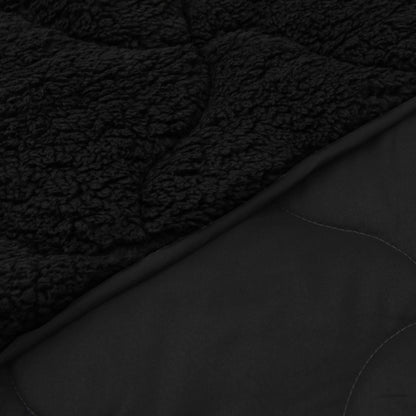Sommerdecke Schwarz 240 x 260 cm Mikrofaser und Teddy-Fleece