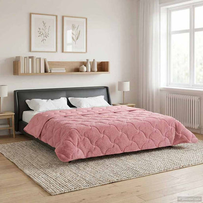 Sommerdecke Rosa 220 x 240 cm Mikrofaser und Teddy-Fleece
