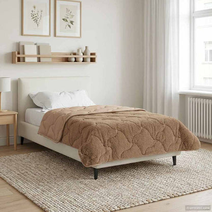 Sommerdecke Taupe 135 x 220 cm Mikrofaser und Teddy-Fleece