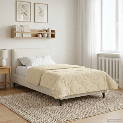 Sommerdecke Creme 155 x 200 cm Mikrofaser und Teddy-Fleece