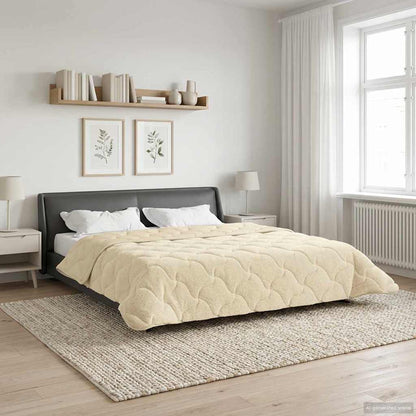 Sommerdecke Creme 220 x 240 cm Mikrofaser und Teddy-Fleece