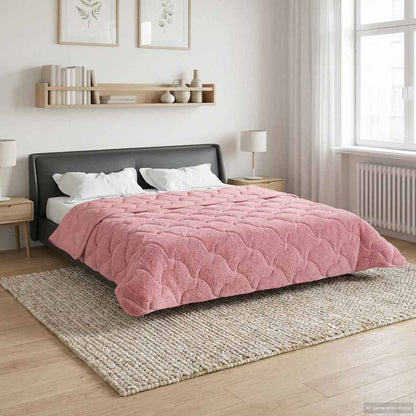 Winterbettdecke Rosa 220 x 240 cm Mikrofaser und Teddy-Fleece