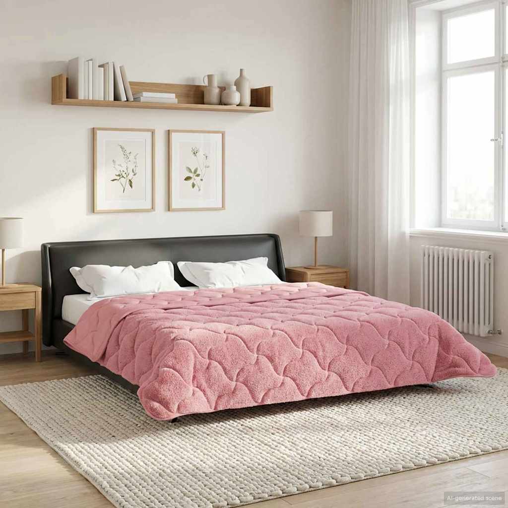 Winterbettdecke Rosa 220 x 260 cm Mikrofaser und Teddy-Fleece