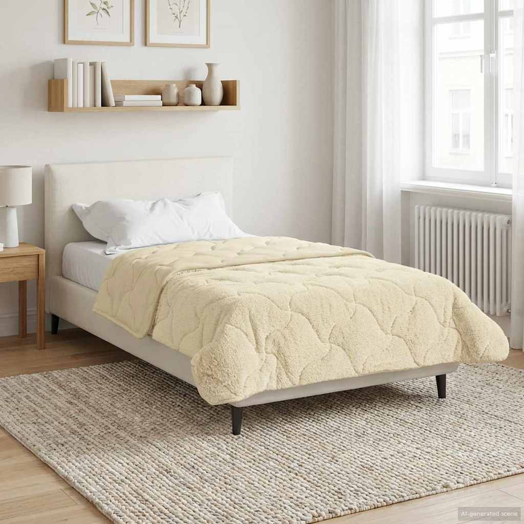 Winterbettdecke Creme 155 x 220 cm Mikrofaser und Teddy-Fleece