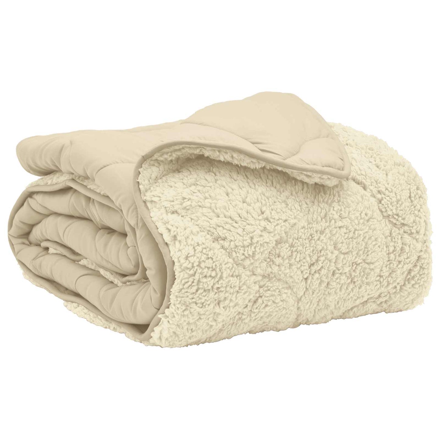 Winterbettdecke Creme 155 x 220 cm Mikrofaser und Teddy-Fleece