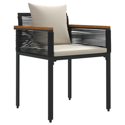 Gartenmöbel Set mit Kissen Schwarz und Cremeweiß PE-Rattan