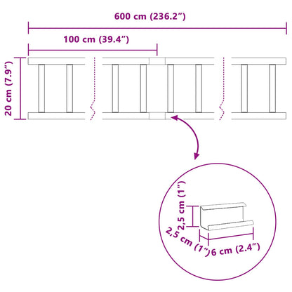 Dachschneeschild Schwarz 600 x 2,5 x 20 cm Stahl