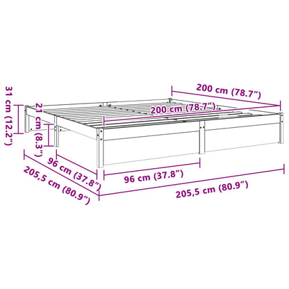 Bettrahmen Wachsbraun 200 x 200 cm Massivholz Kiefer