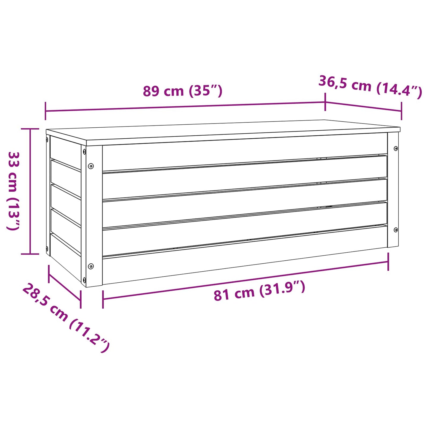Aufbewahrungsbox mit Speicher Wachsbraun 89 x 36,5 x 33 cm