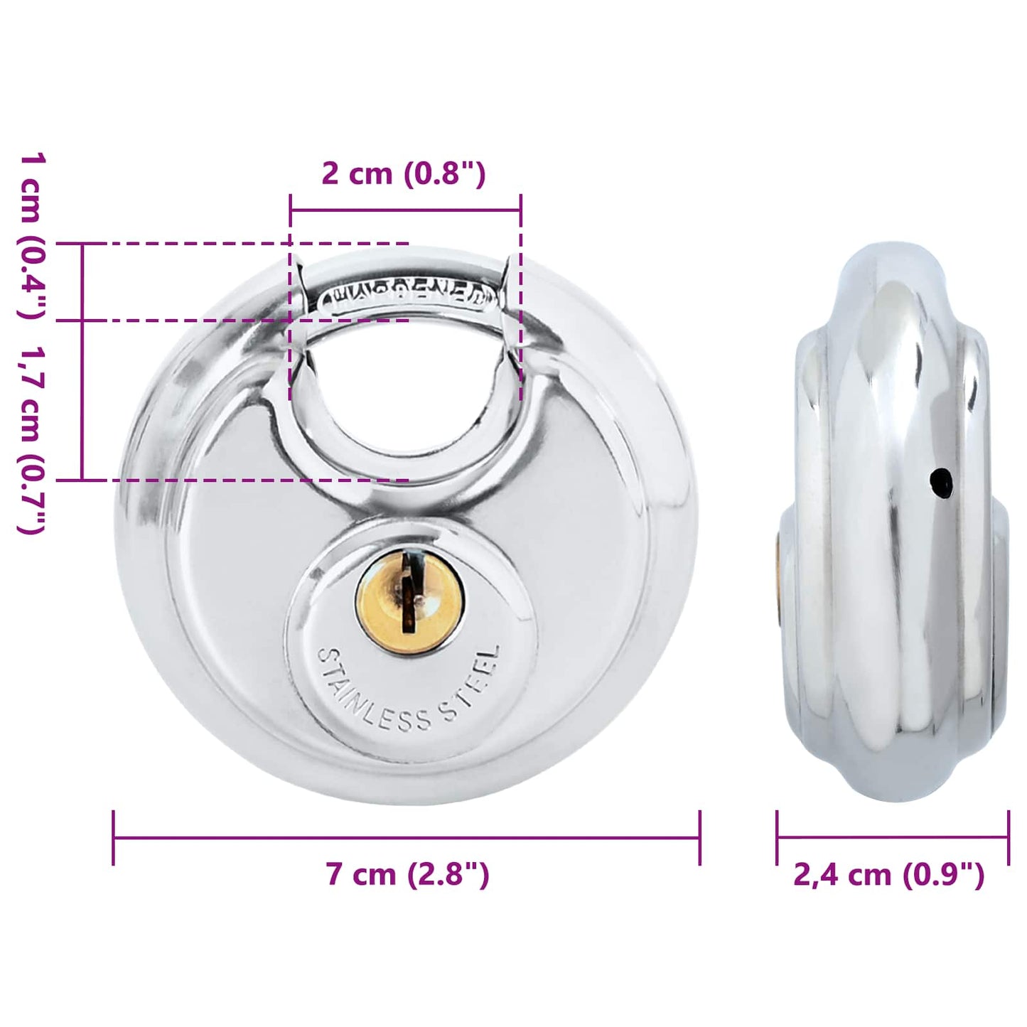 Diskusschlösser mit Schlüsseln Silber Edelstahl