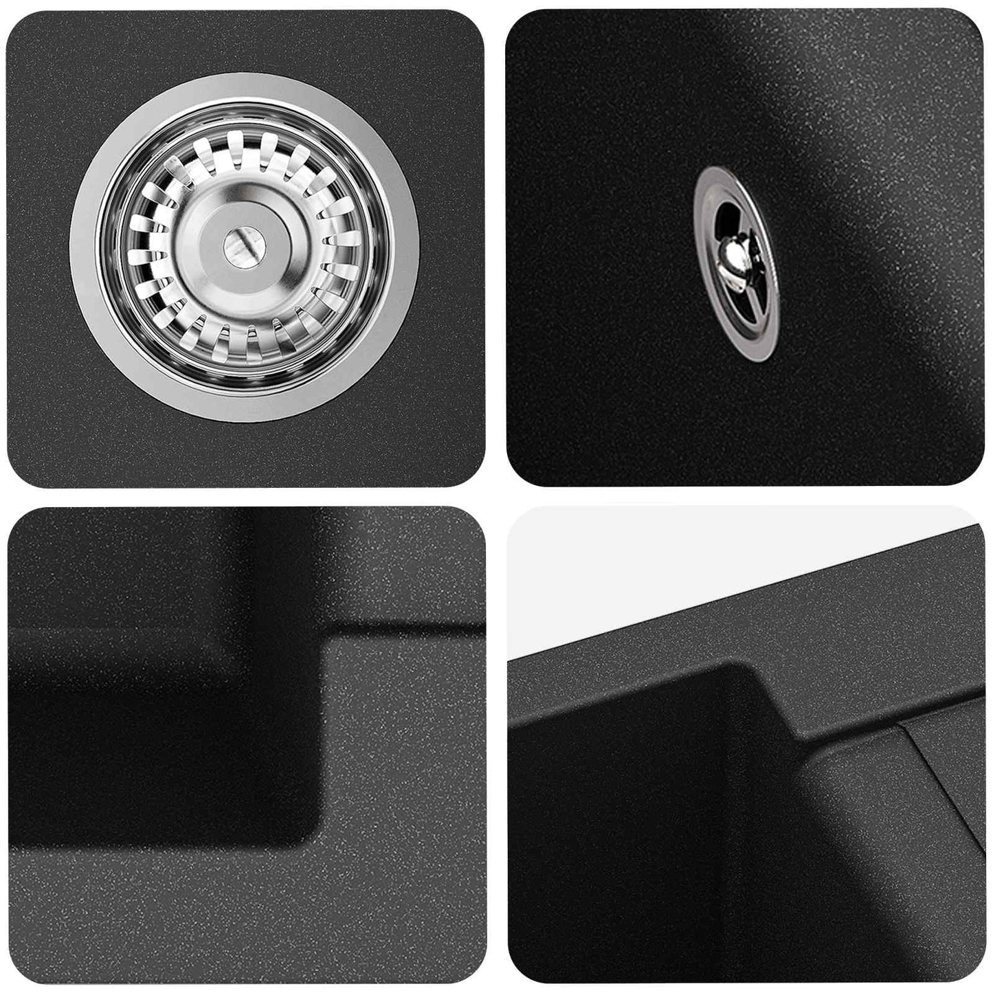 Waschbecken Schwarz 620 x 500 mm 80% Quarz und 20% Harz