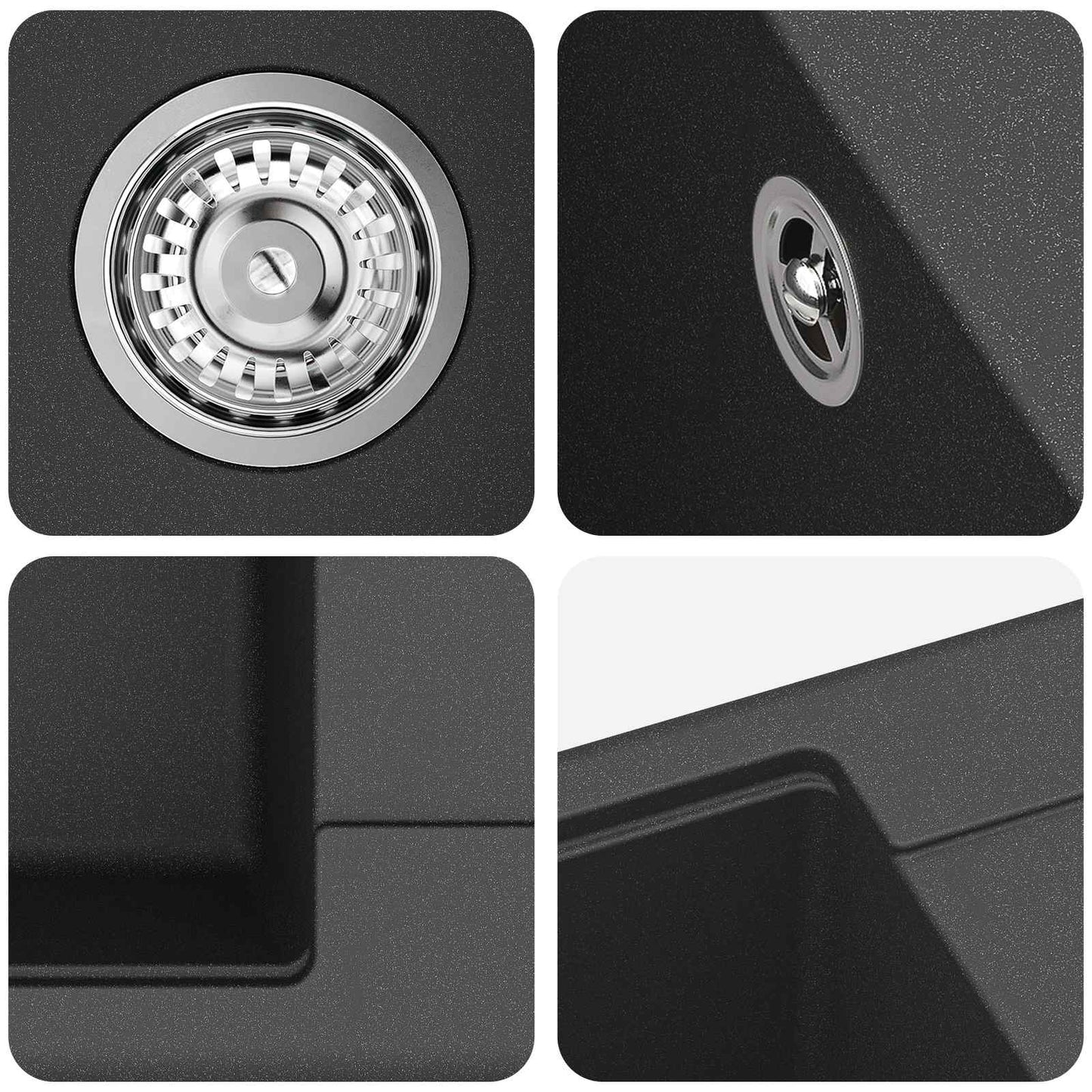 Waschbecken Schwarz 670 x 460 mm Granit