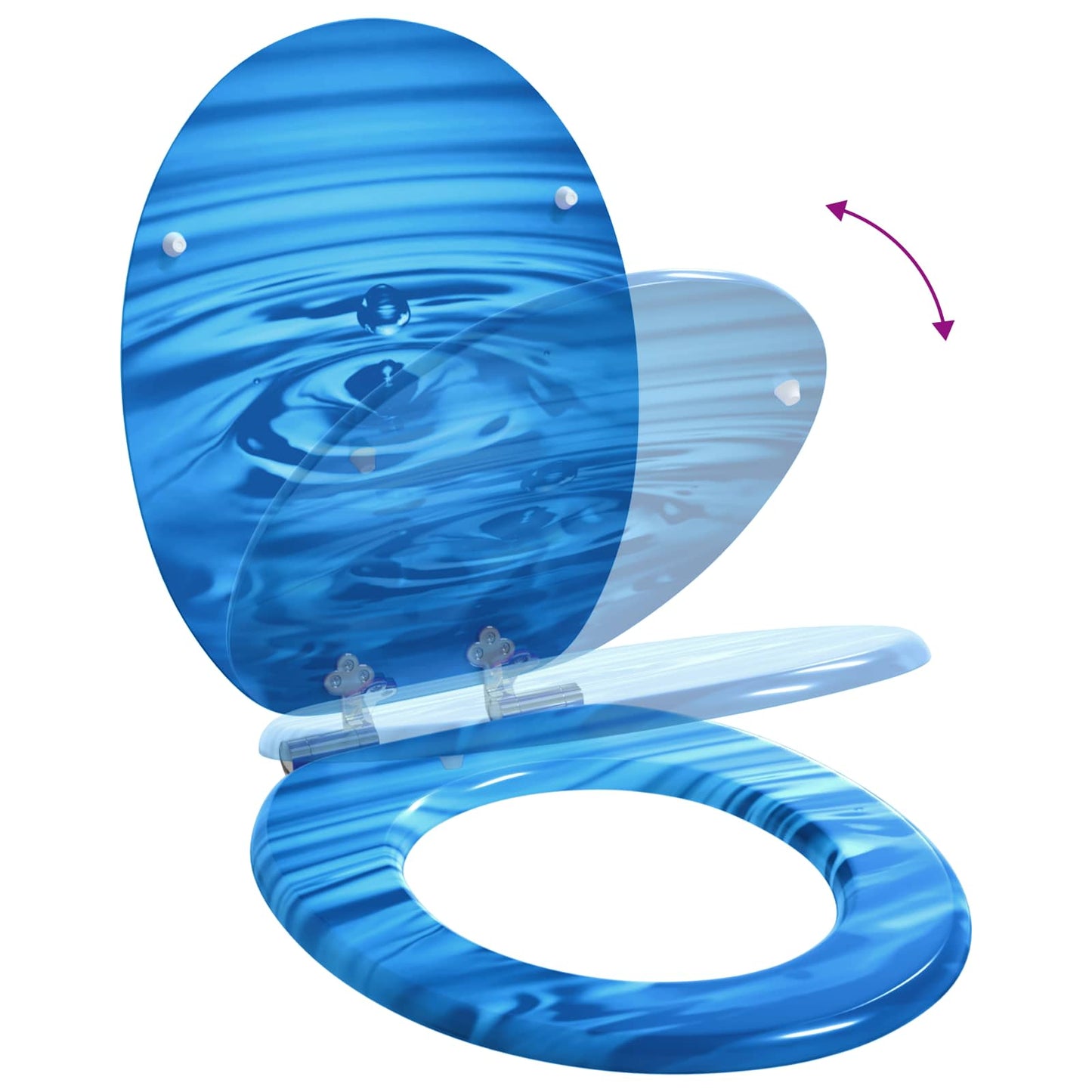 Soft-Close Toilettensitz Blauer Tropfen 44 x 38 cm MDF-Platte