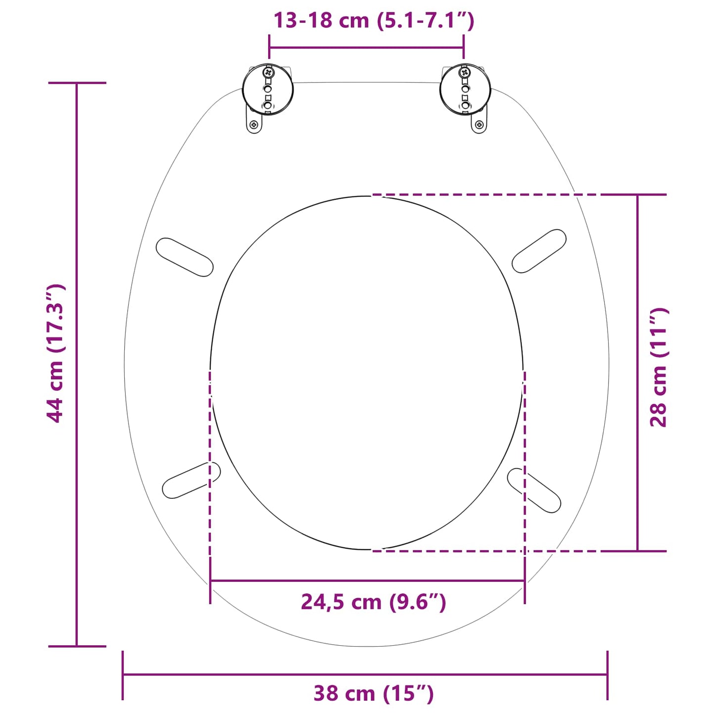 Soft-Close Toilettensitz Blau 44 x 38 cm MDF-Platte