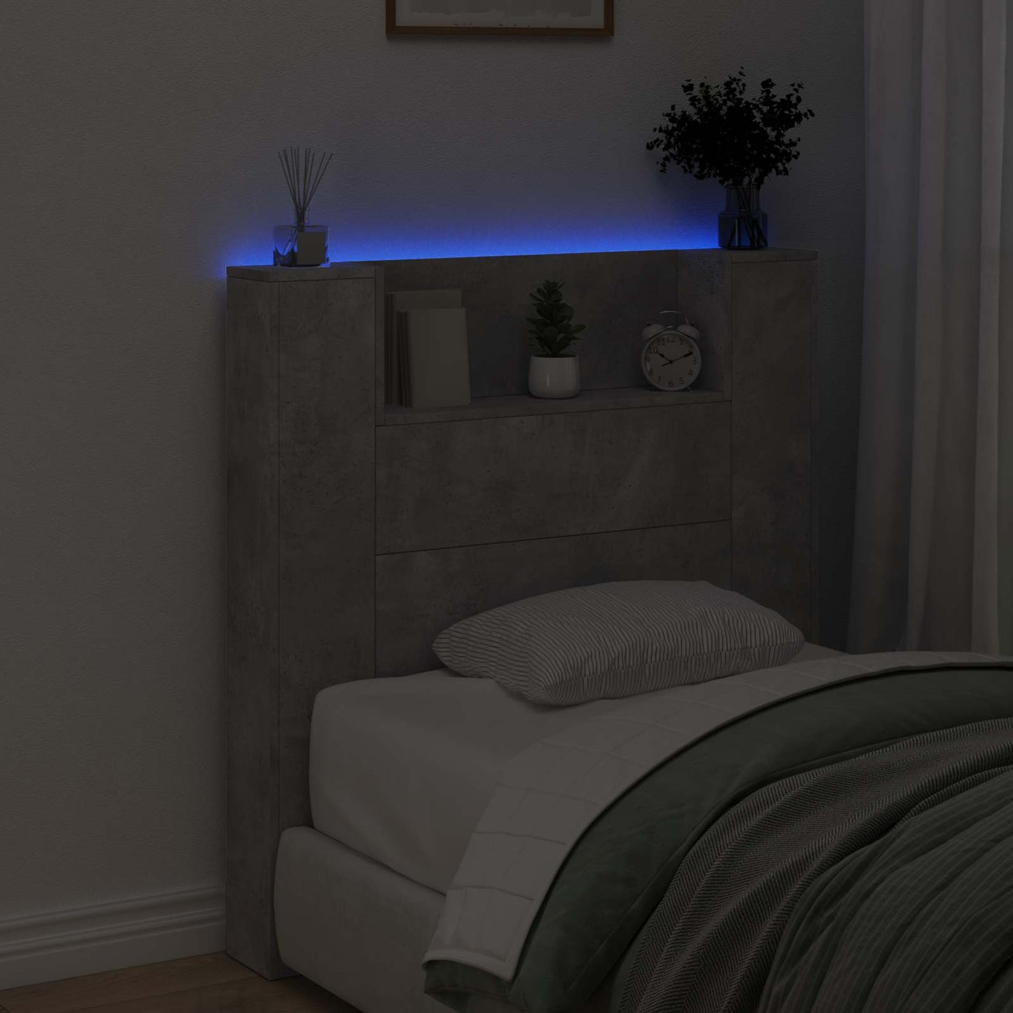 Kopfteil Beton Grau 100 x 16,5 x 103,5 cm Holzwerkstoff