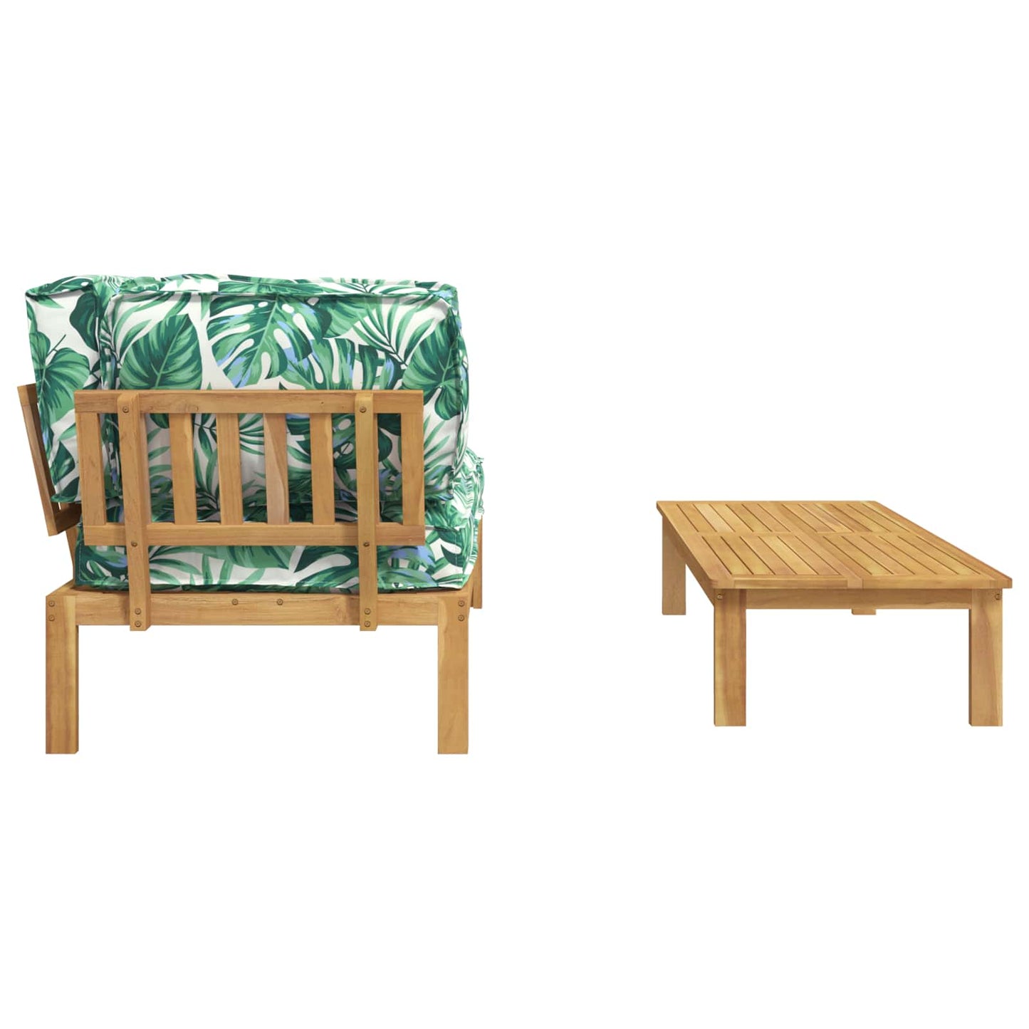 Sofa Set mit Kissen Blatt 2 pcs Blattmuster Massivholz Akazie