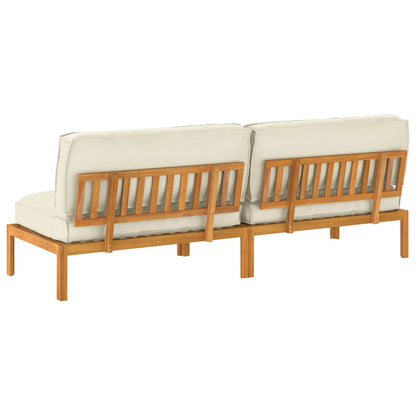 Sofa Set mit Kissen Uni 2 pcs Creme Massivholz Akazie