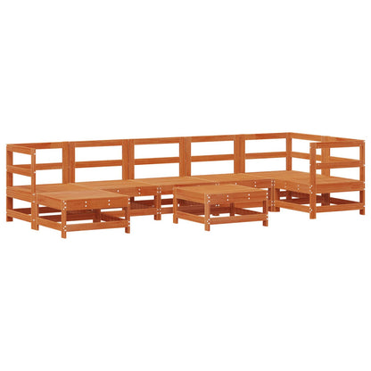 Garten-Lounge-Set 8 pcs Wachsbraun Massives Kiefernholz