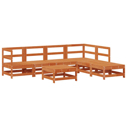 Garten-Lounge-Set 7 pcs Wachsbraun Massives Kiefernholz