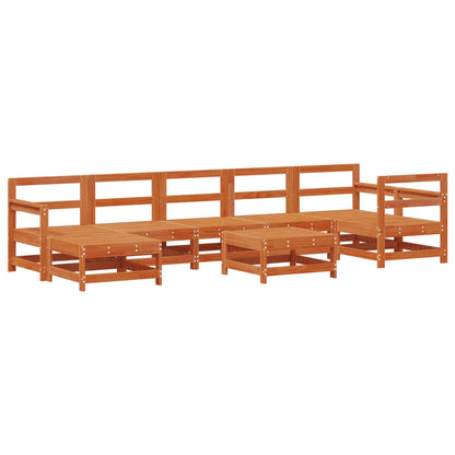 Garten-Lounge-Set 8 pcs Wachsbraun Massives Kiefernholz
