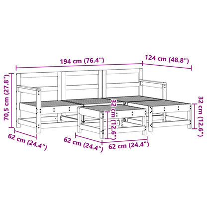 Garten-Lounge-Set 5 pcs Wachsbraun Massives Kiefernholz