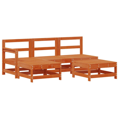 Garten-Lounge-Set 5 pcs Wachsbraun Massives Kiefernholz