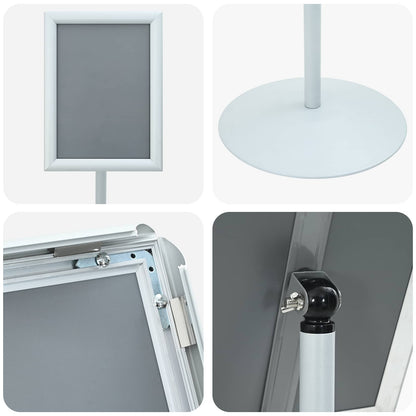 Podest-Posterständer Silber 33 x 33 x 123 cm PVC und Stahl