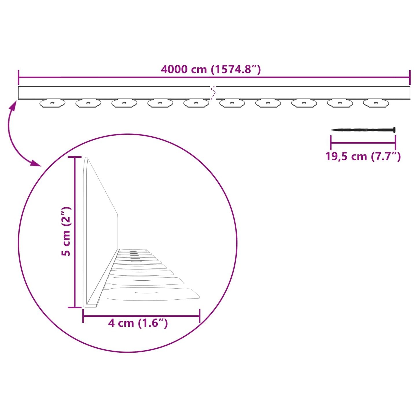 Rasenkanten Schwarz 4000 x 4 x 5 cm Kunststoff