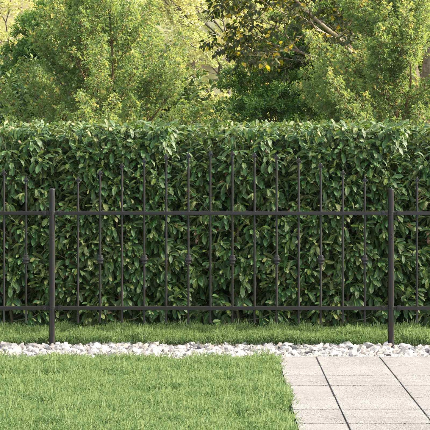 Spießzaun Asten Schwarz 200 x 130 cm Pulverbeschichteter Stahl