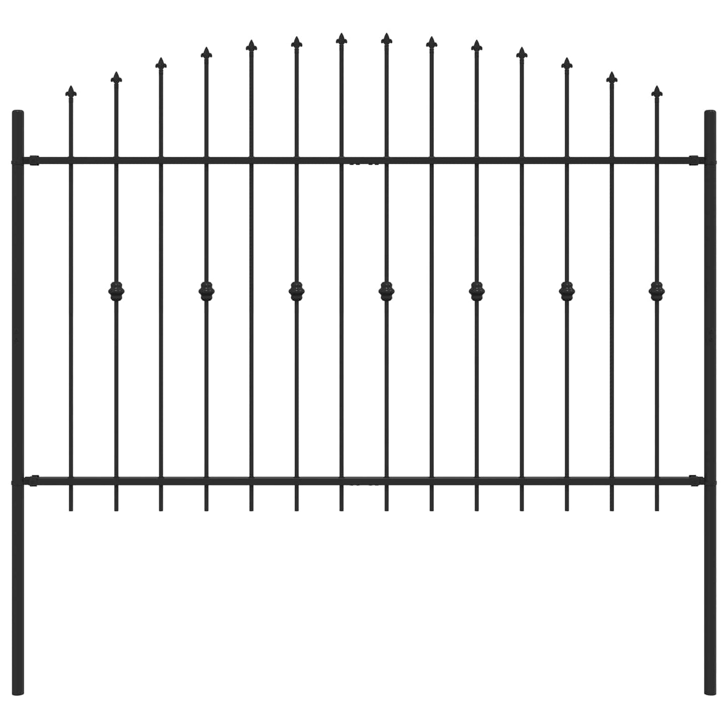 Spießzaun Schwarz 200 x 130 cm Pulverbeschichteter Stahl