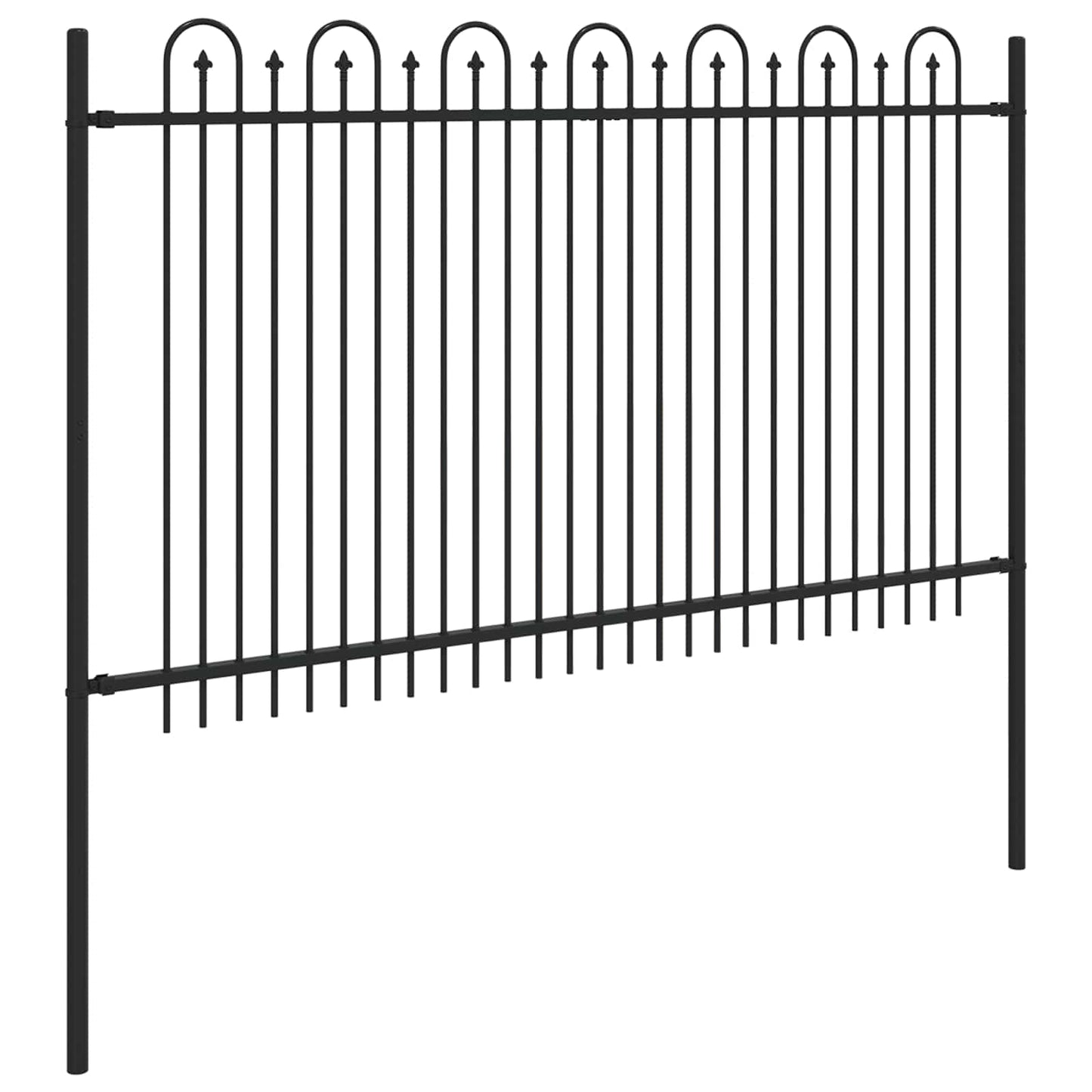 Spitzenbogenzaun Schwarz 200 x 130 cm Pulverbeschichteter Stahl