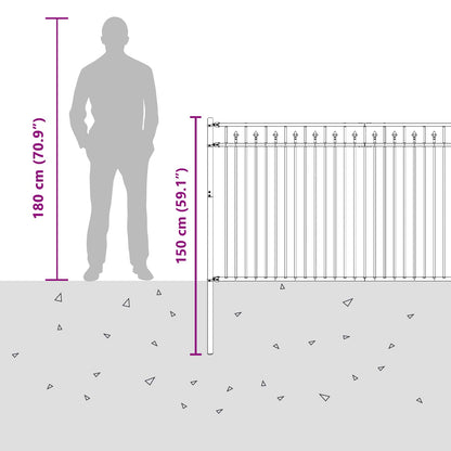 Spitzenzaun Schwarz 200 x 150 cm Pulverbeschichteter Stahl