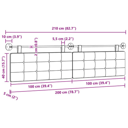Hängevorderseite Wandmontiert Dunkelbraun 210 x 55 x 5 cm Stoff