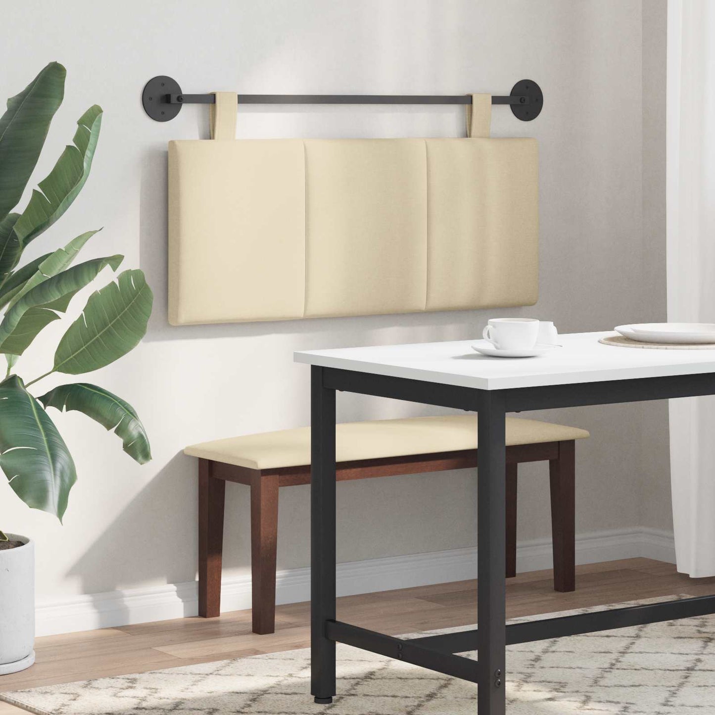 Hängevorderseite Wandmontiert Creme 110 x 55 x 5 cm Stoff