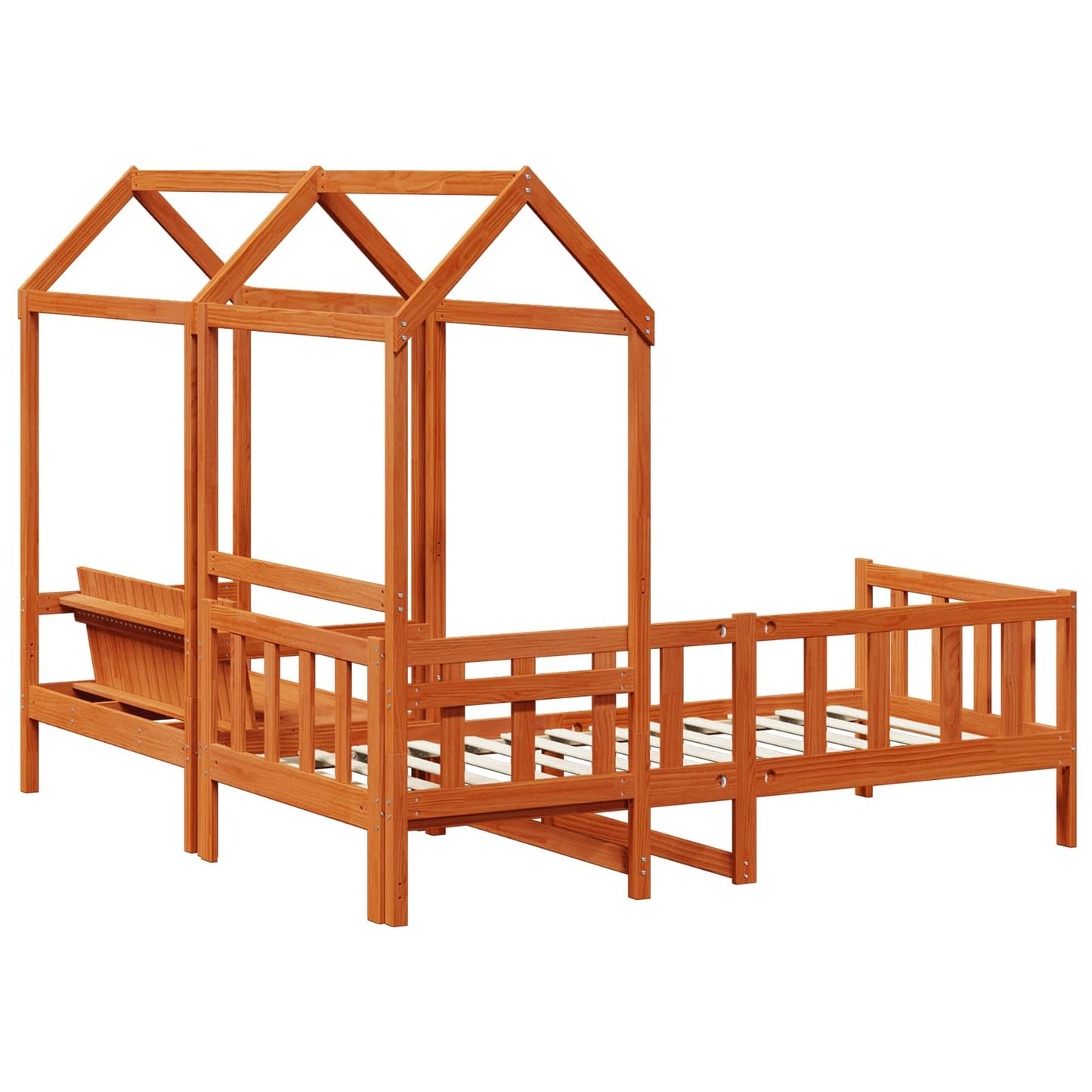 Tagesbett Set 3 pcs Wachsbraun Massives Kiefernholz