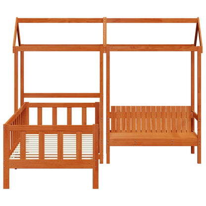 Tagesbett Set 3 pcs Wachsbraun Massives Kiefernholz