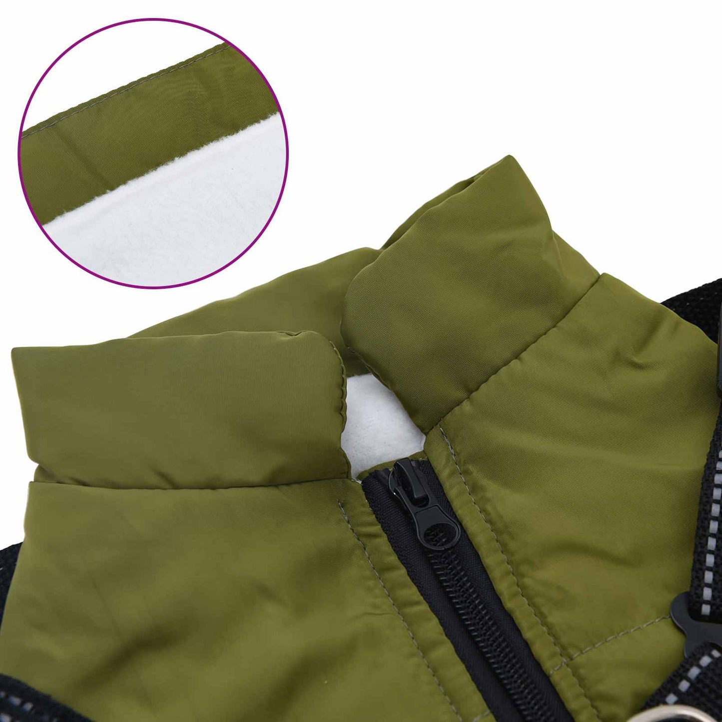 Hundemantel Olivegrün L36 Fleece und Polyester