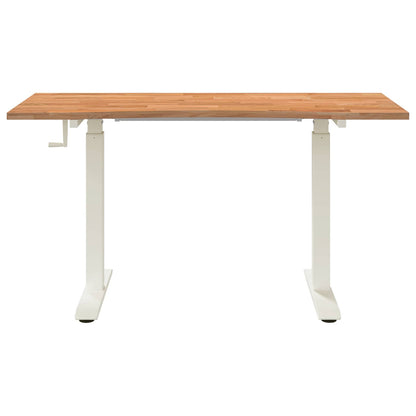 Schreibtisch Weiß und Hellbraun 140 x 60 cm Massivholz Eiche