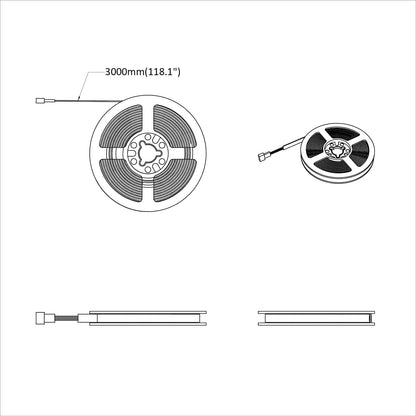 LED Streifen 2 pcs Schwarz und Transparent 3000 mm