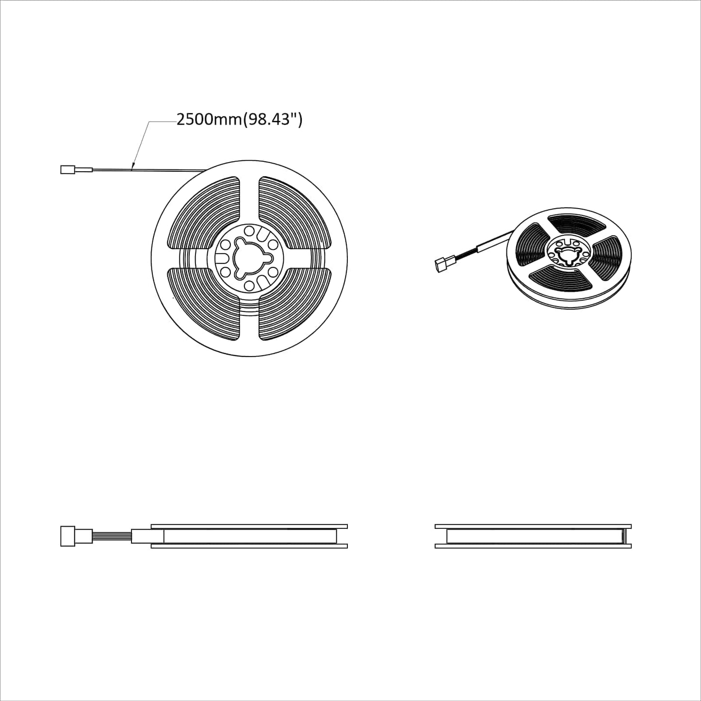 LED Streifen 2 pcs Schwarz und Transparent 2500 mm